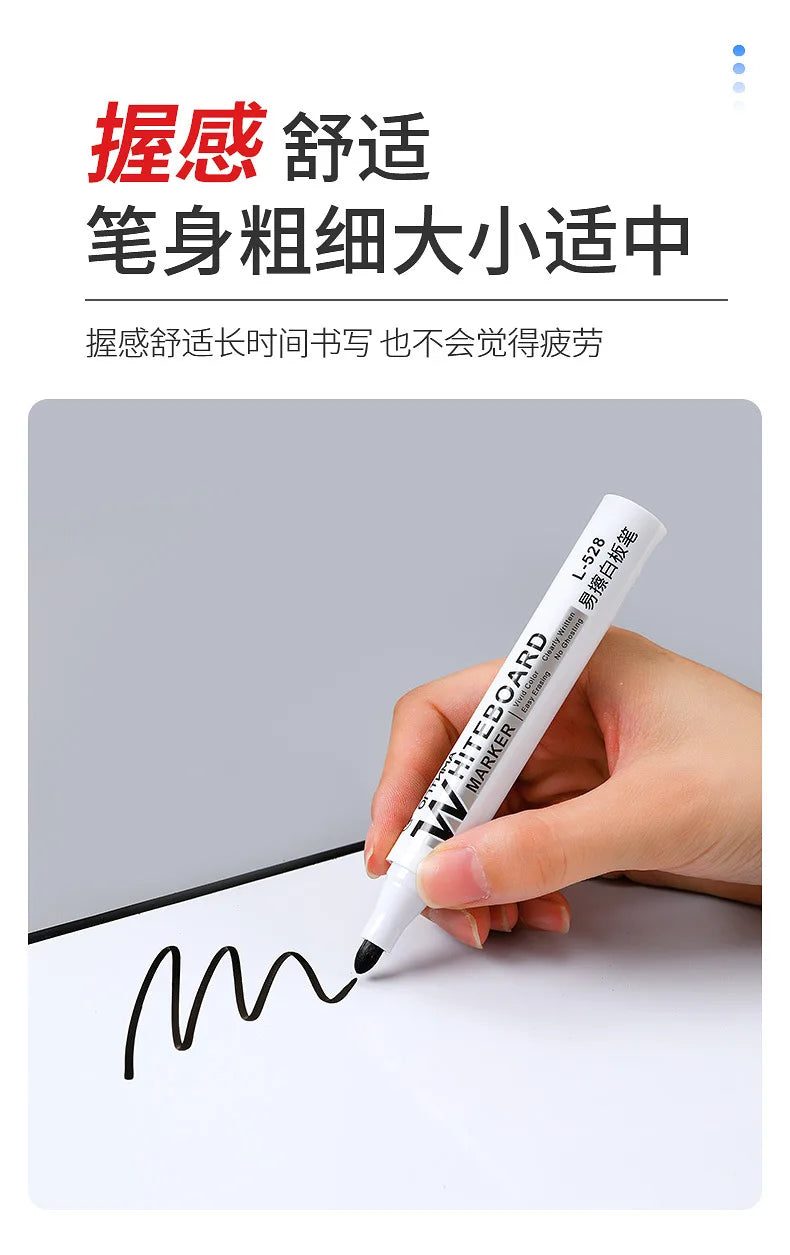 10pcs Whiteboard Marker Set,2.0mm Nib,Black Blue Red High-Volume Ink,Office Teaching Pen,Clear Handwriting & Easy Erasure L-528