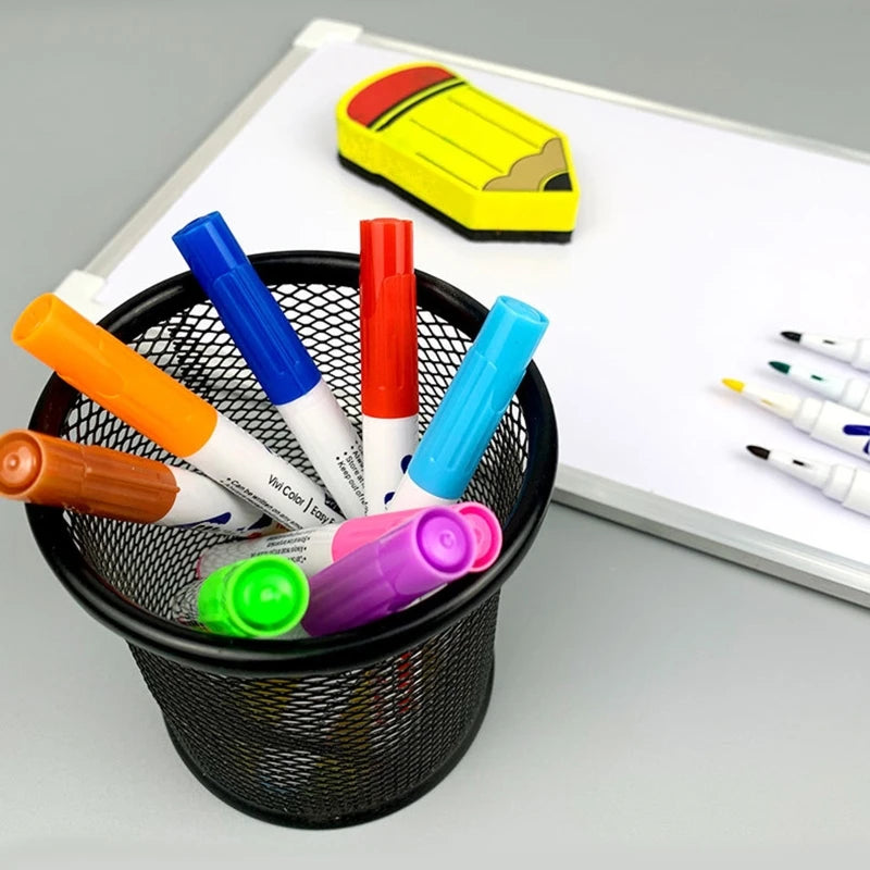 12 Colors Whiteboard Marker Pens Erasable Liquid Chalk Pens for School Office