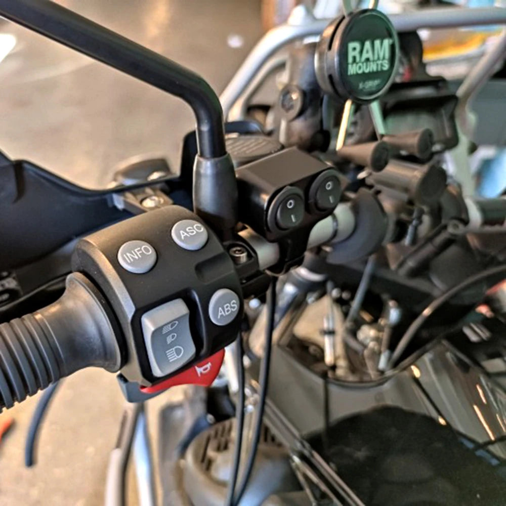 12V Headlight Switch 7/8in  22mm Dual Button Control Motorcycle Handlebar