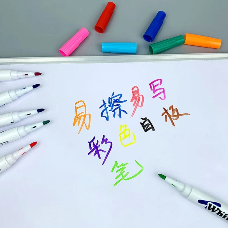 12 Colors Whiteboard Marker Pens Erasable Liquid Chalk Pens for School Office