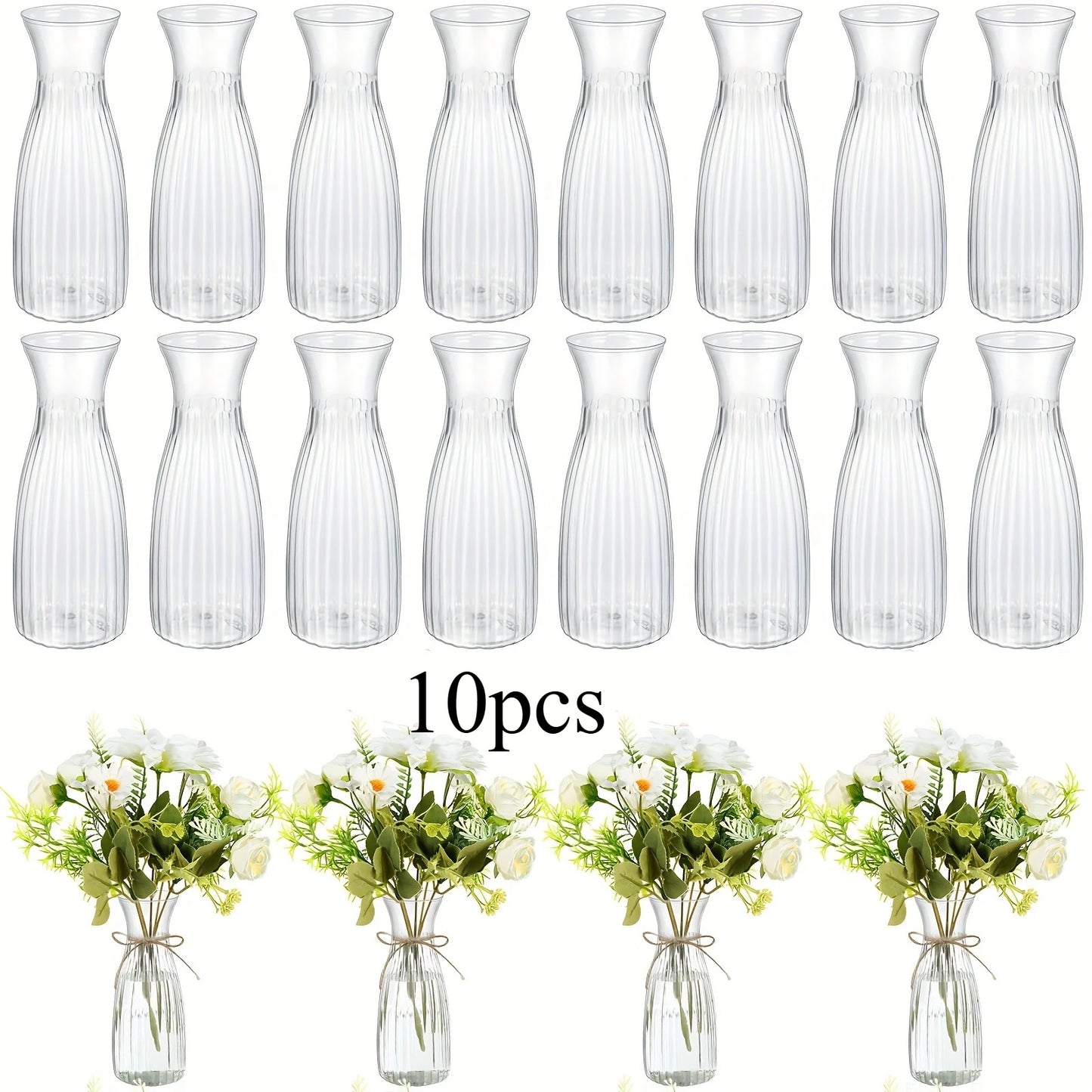 10pcs striped vases, beautiful decorative vases, suitable for various floral displays, festivals, and home decorations