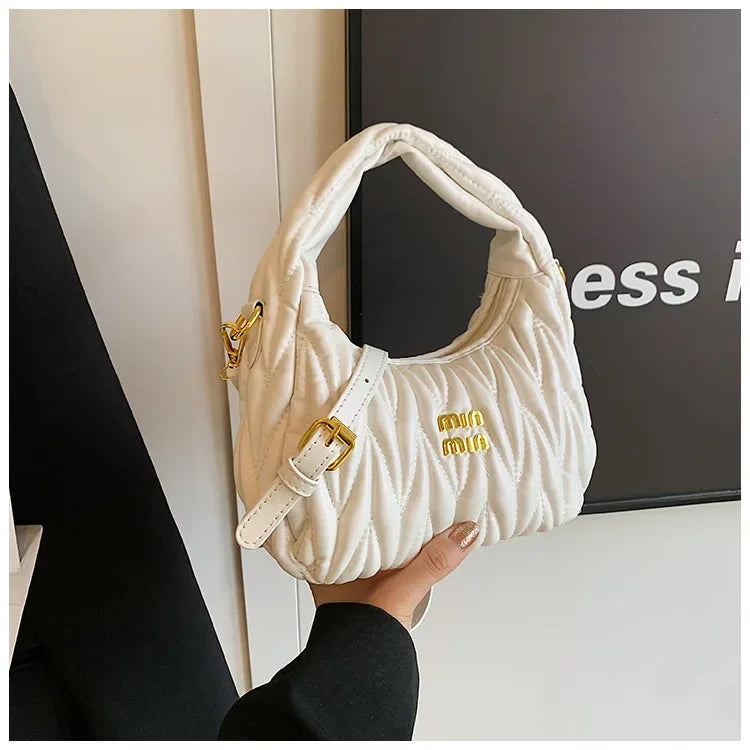 Women's Crossbody Cloud Design Versatile Handbag Soft PU Leather Square Shape Shoulder Bag with Zipper Polyester Lining