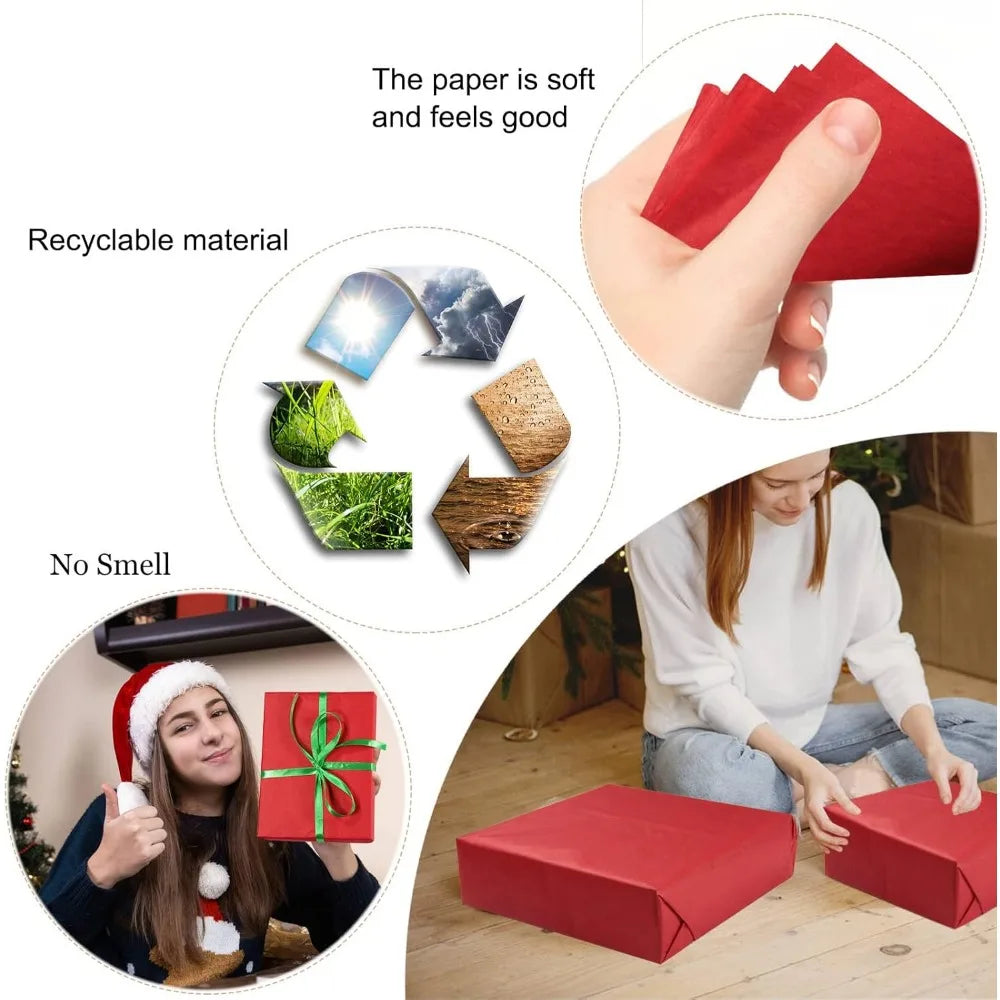 10-100 Sheets Red Tissue Paper 50x66cm Red Wrapping Paper Bulk for Weddings Birthday DIY Project Wrapping Crafts