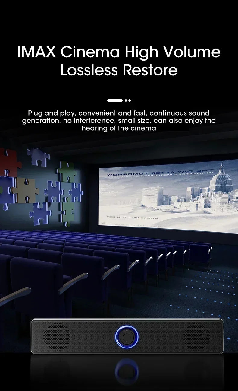 XIKCU PC Soundbar Wired and Wireless Bluetooth Speaker USB Powered Soundbar for TV Pc Laptop Game Theater Surround Audio System