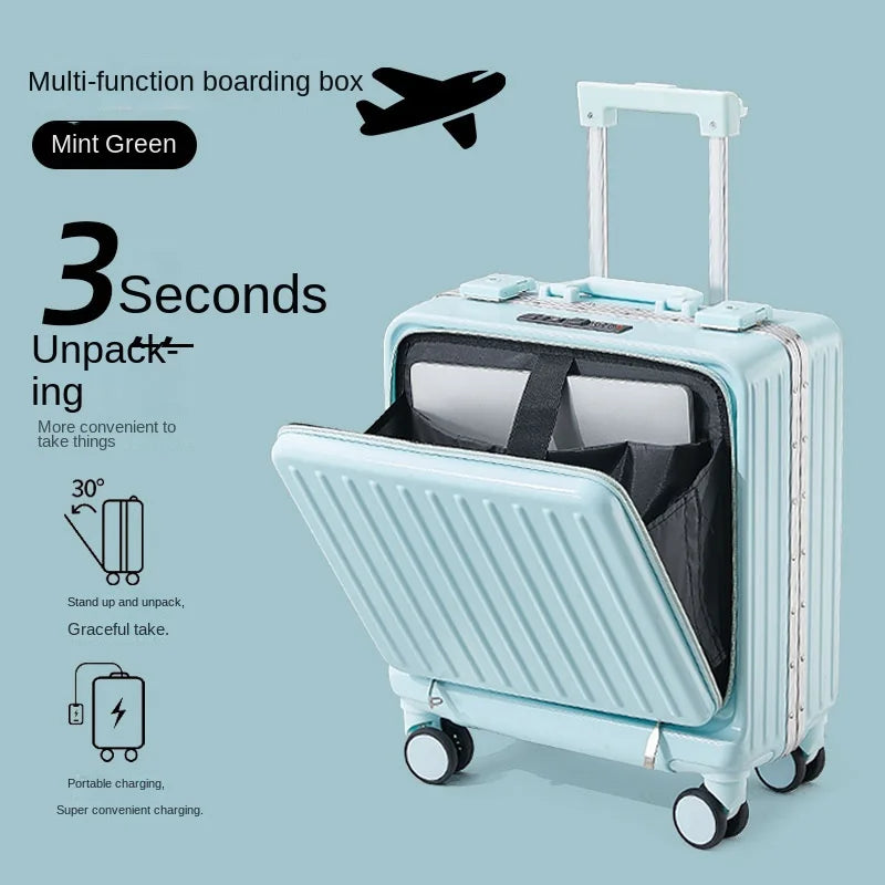 16 18 20 inch Boarding Box Front Opening Rolling Luggage Computer Laptop Layer Mini Travel Bag Cabin Trolley Case