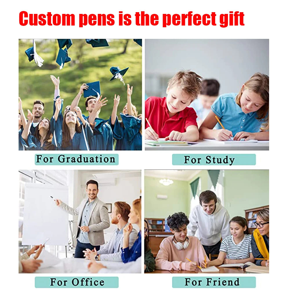 10-50 Pcs Personalized Carving Logo Pens Rose Gold Ballpoint Pen Customized Engraved Name Gift School Stationery Office Supplies