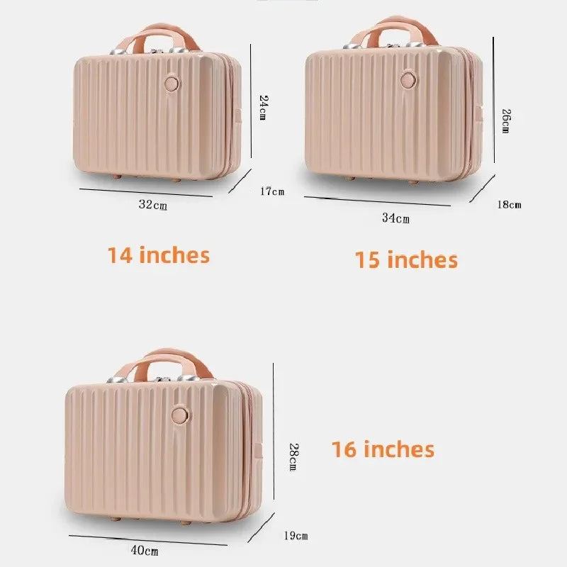 16 Inch Large Capacity Portable Lightweight Luggage Case Female Zipper Lock Cosmetics Storage Bag Small Boarding Mini Suitcase