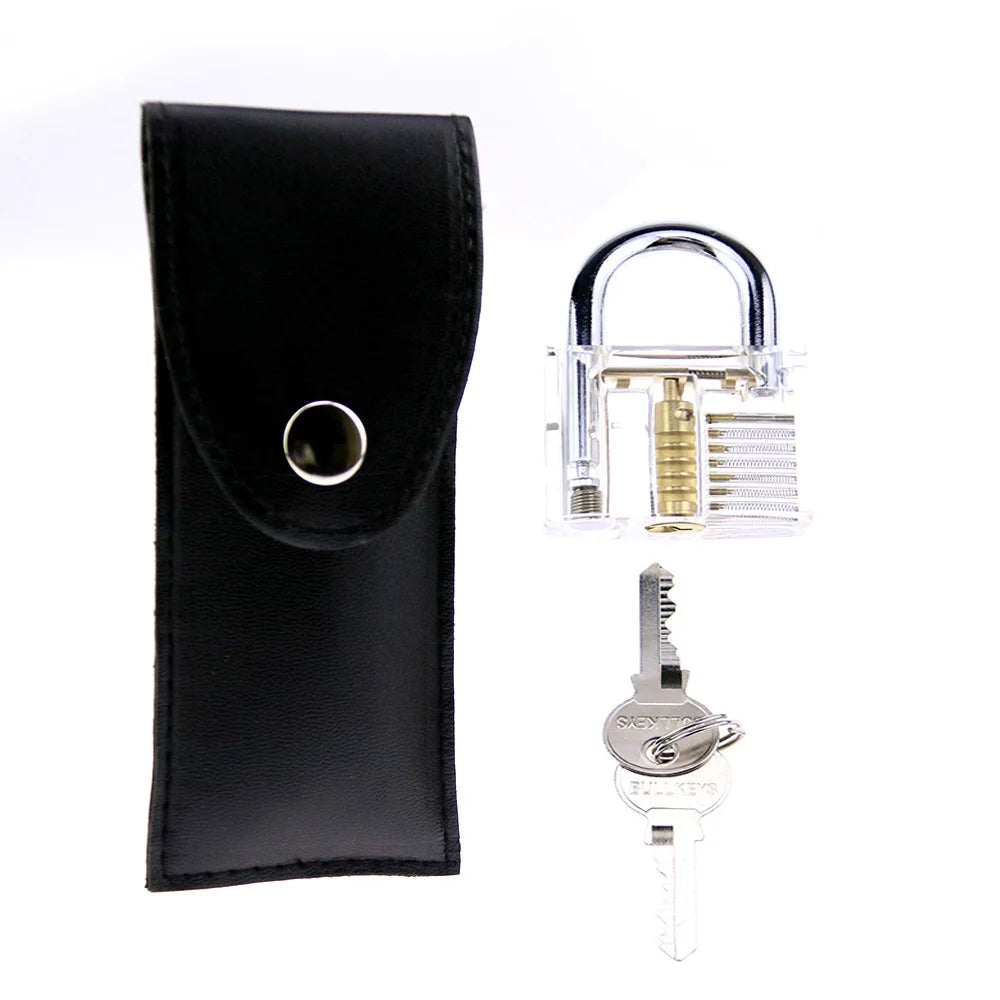 15pcs Stainless Steel Lockpick Tools with Handle,Cheap and Useful Locksmith Tools Set with Locks for Beginner,Hard Materials