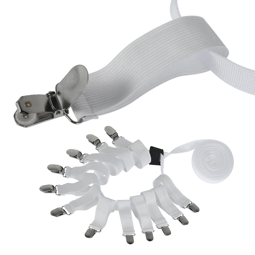 12 Clips Bed Sheet Holder Straps Bed Sheet Fasteners Adjustable Elastic Suspenders Bed Sheet Clips Bedding Accessories Keep Tidy