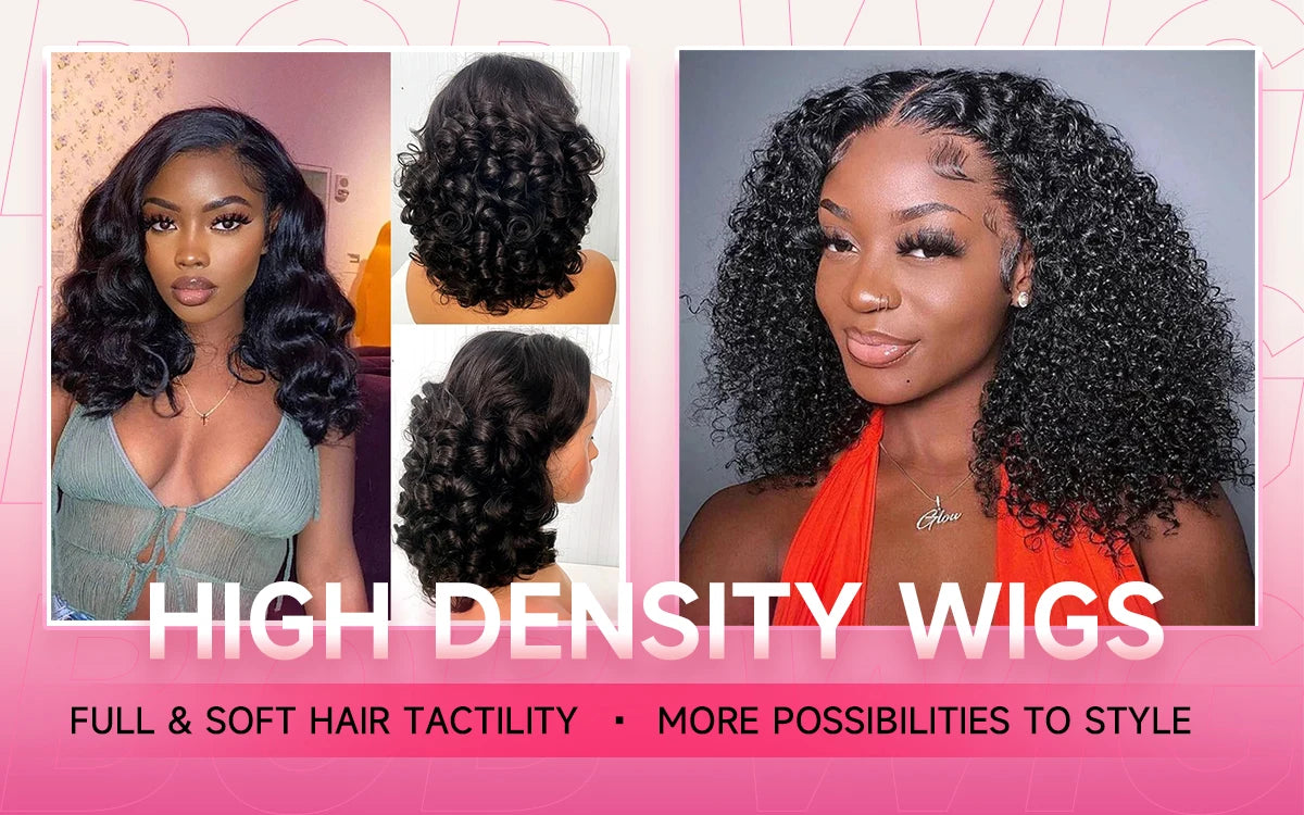 100% Vietnamese Super Double Drawn Bone Straight 13x4 Frontal Bob Wig with Human Hair Natural Black 210% Density For Black Women