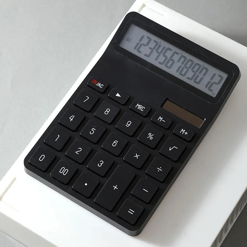 12-Digit Large LCD Display Calculator Standard Function Calculator with Solar & Battery Dual Power For Home Basic Desktop Office
