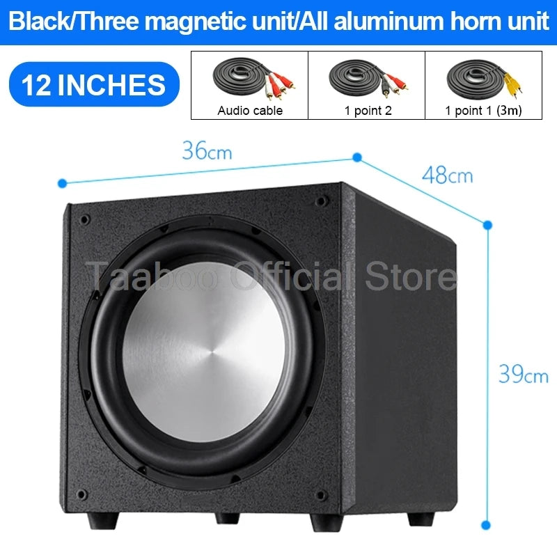 10/12 Inch Super Subwoofer High Power Speaker Active HiFi Wooden Subwoofer High Fidelity Home Theater Audio Amplifier Speaker