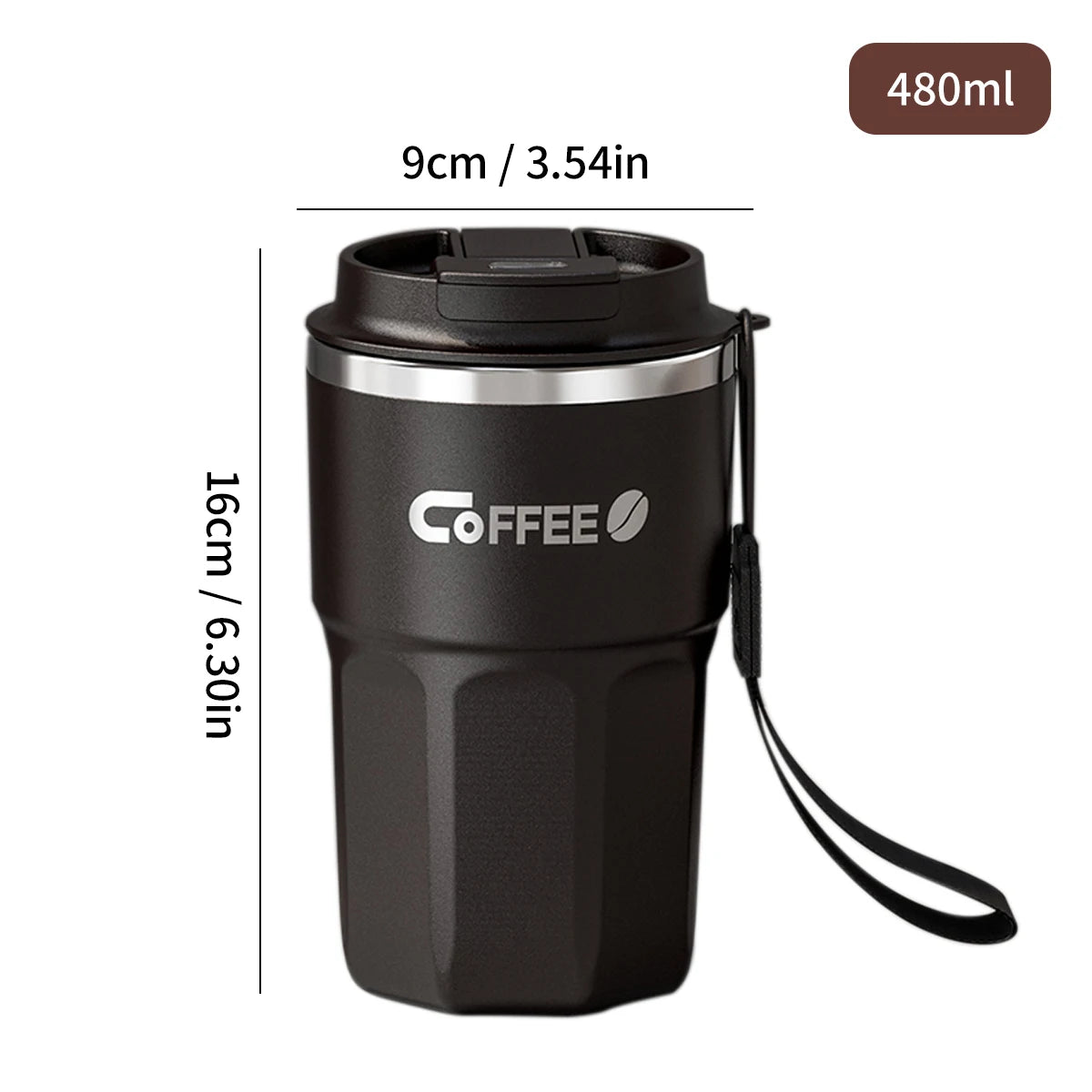 WORTHBUY 400/480ML 304 Stainless Steel Coffee Cup With Lid&Handle Double Layer Coffee Mug Drinkware Reusable Insulated Water Cup