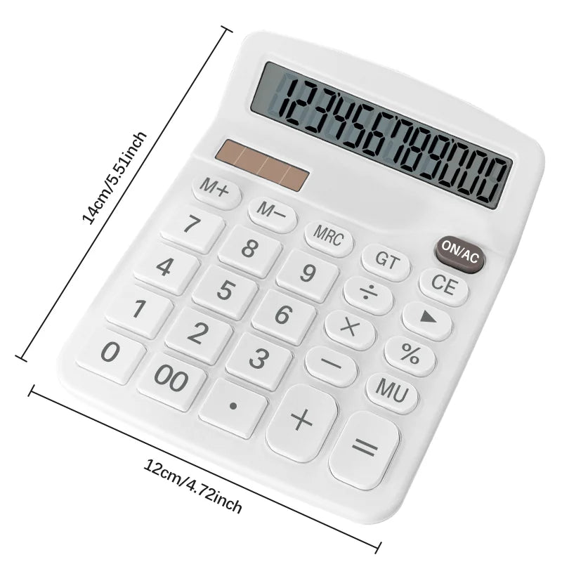 12-Digit Large LCD Display Calculator Standard Function Calculator with Solar & Battery Dual Power for Home Basic Desktop Office