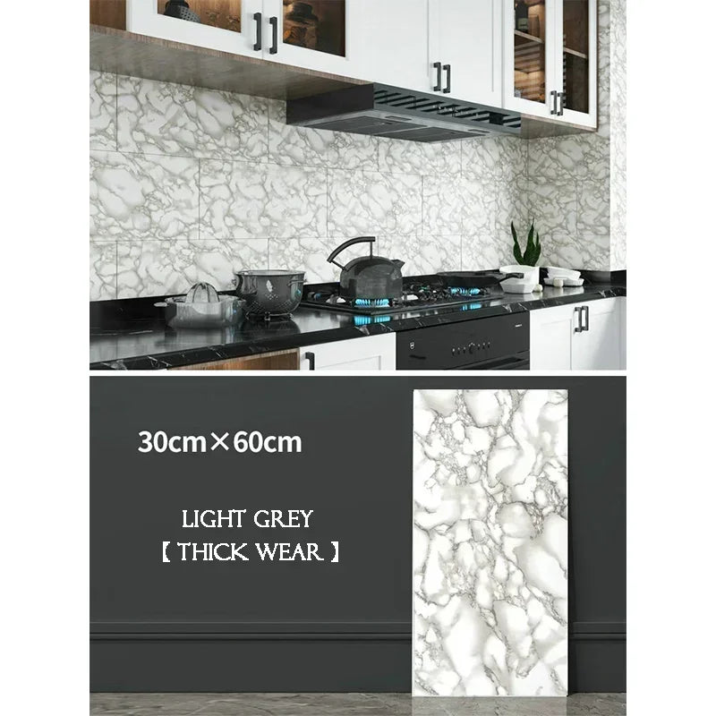10PCS Marble Imitation Ceramic Tile Wall Sticker PVC Waterproof Oil-proof Moisture-proof Wallpaper Bathroom Kitchen Decoration