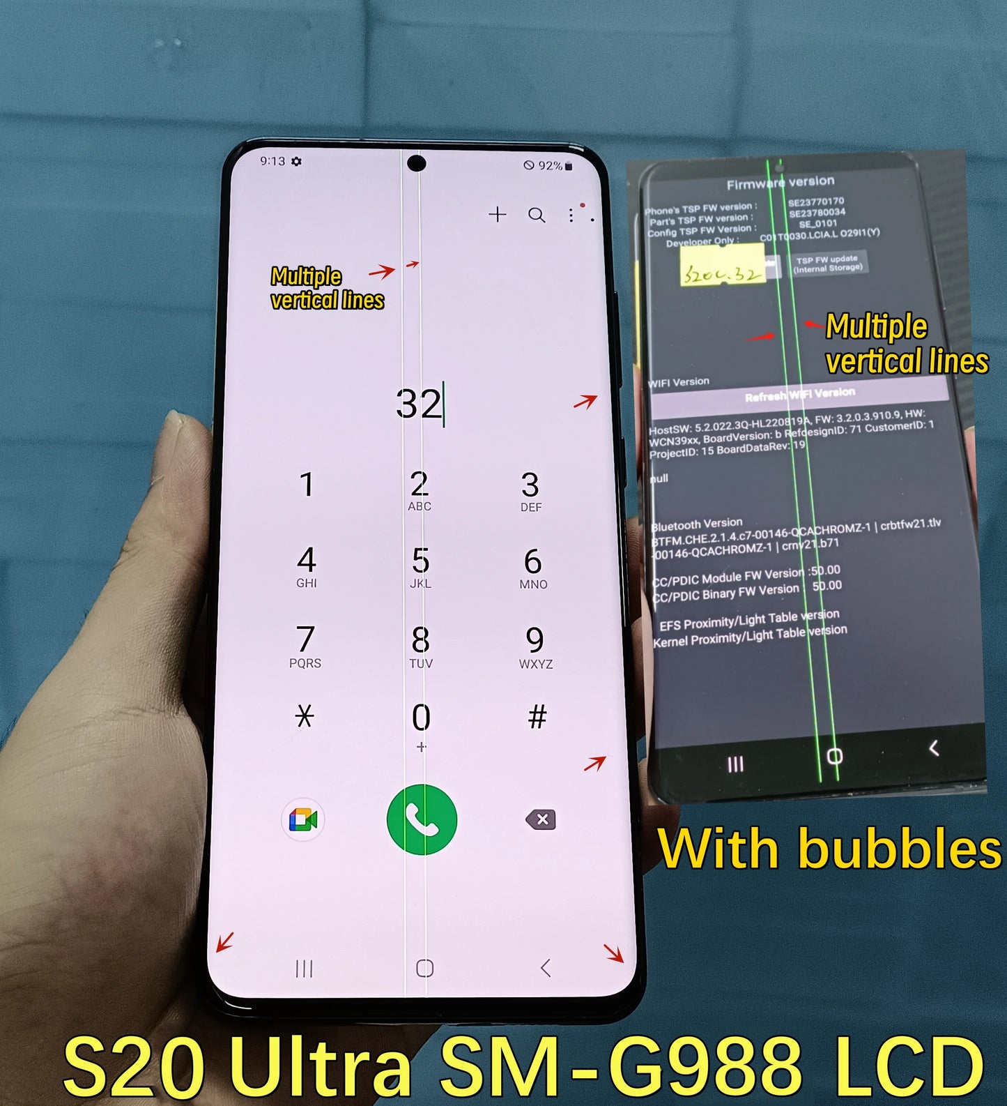 100% Work For Samsung Galaxy S20 Ultra G988 G988F LCD Display Touch Screen Digitizer Assembly For Samsung S20Ultra LCD With Line