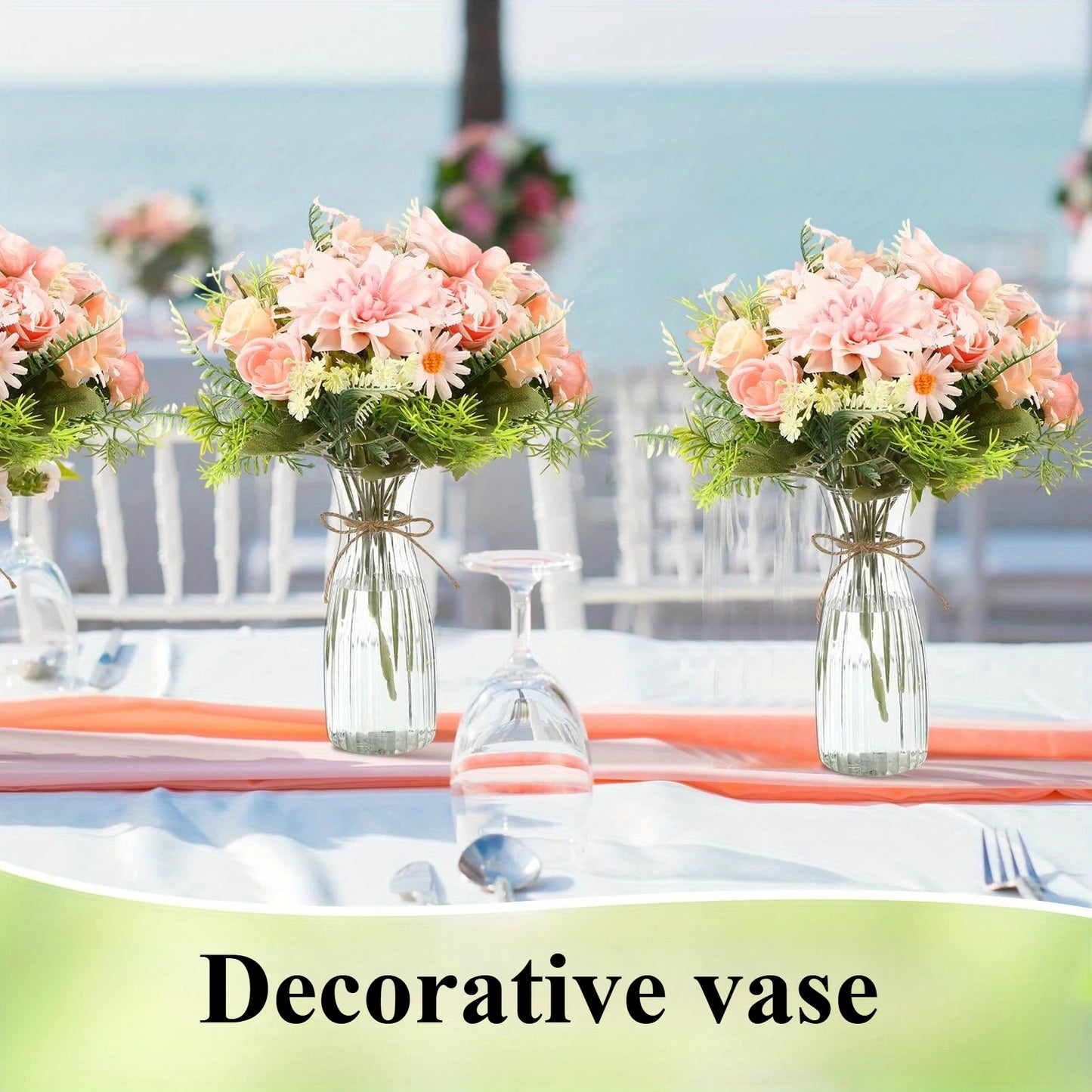 10pcs striped vases, beautiful decorative vases, suitable for various floral displays, festivals, and home decorations