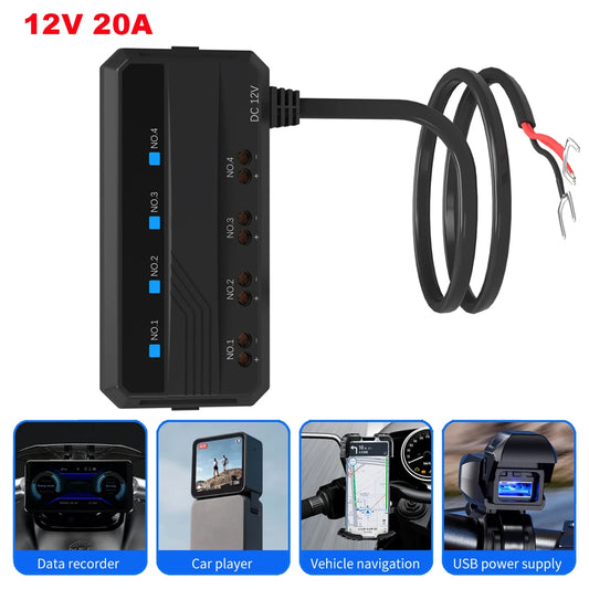 12V Universal Automotive Fuse Block Holder 4 Circuits Protection 20A Moto Fuse Block LED Indicator Motorcycle Car Accessories