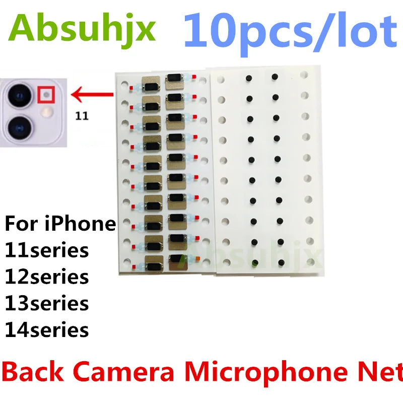 10pcs Flash Dust Net For iPhone 14 13 12 11 Pro Max Anti Mesh Rear Cover Camera Flash Light Microphone Phone Replace Parts