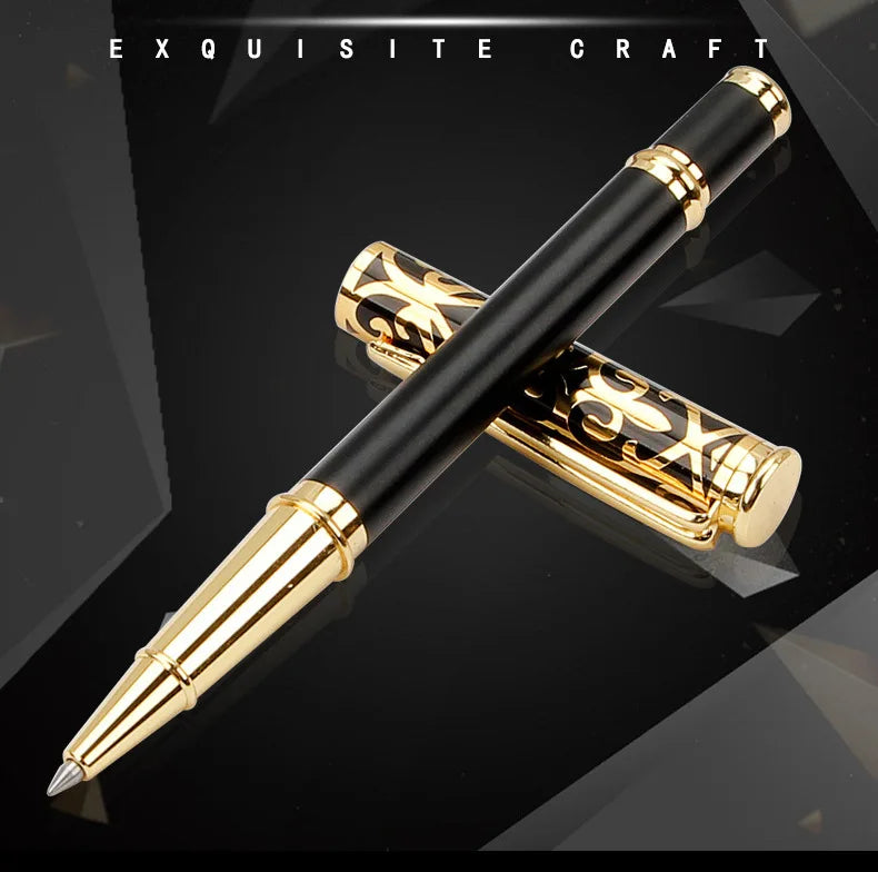 1 Set Luxury Metal Gel Pen Sculpture Pattern Roller Pen Office School Stationary Pen Customized Logo Name Text Gift