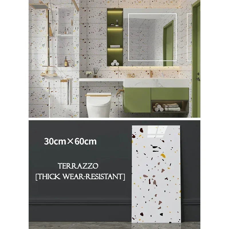 10PCS Marble Imitation Ceramic Tile Wall Sticker PVC Waterproof Oil-proof Moisture-proof Wallpaper Bathroom Kitchen Decoration