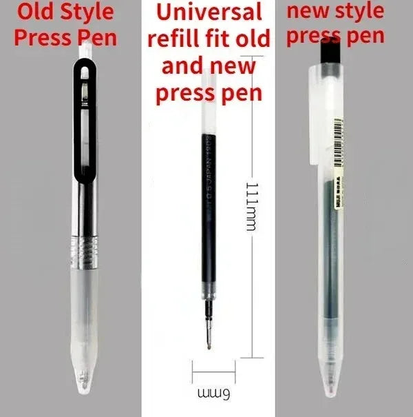 10Pcs/lot Japan Mujis Style Press Gel Pen Refills 0.5mm for push pen /Ink Gel Pen Press Pen