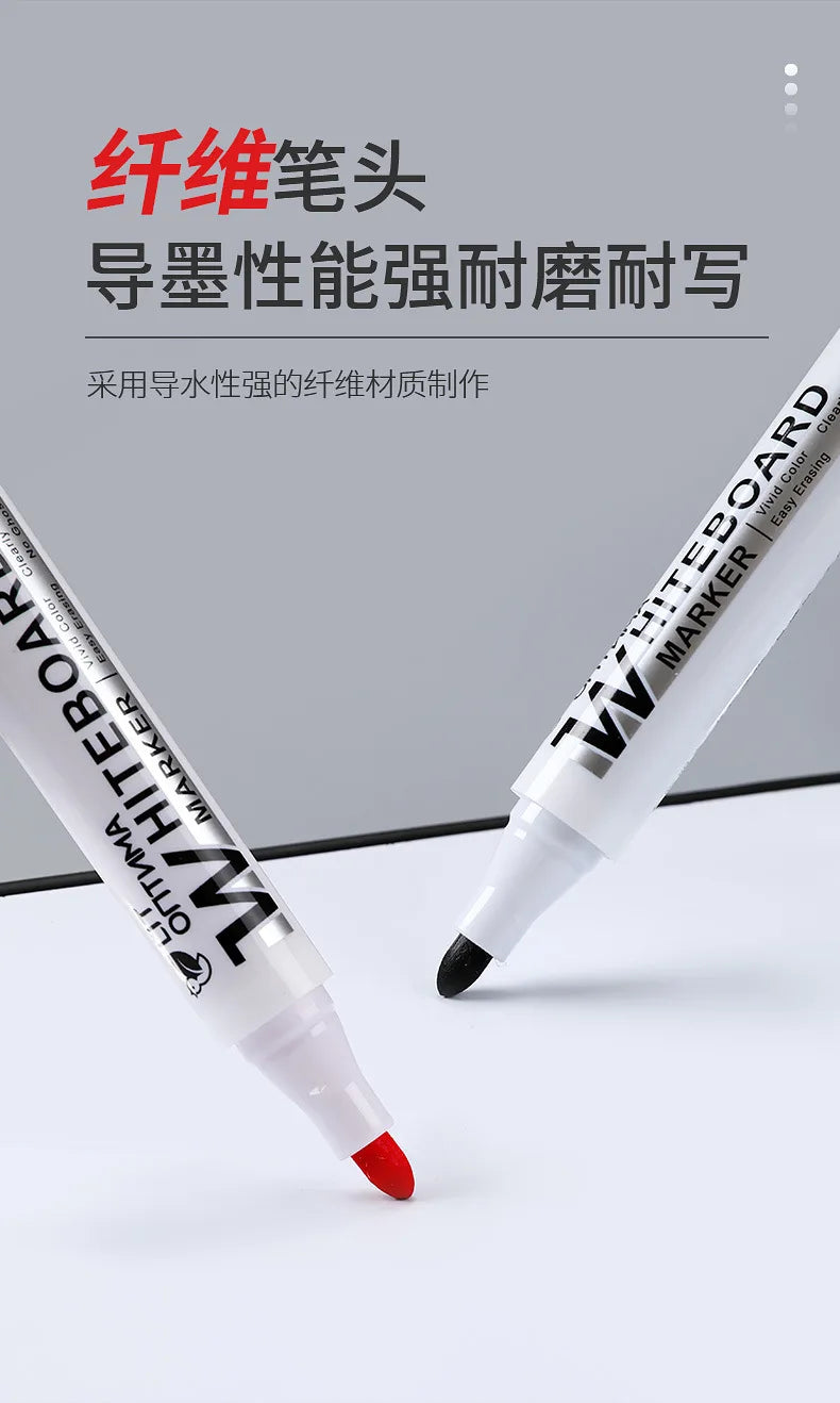 10pcs Whiteboard Marker Set,2.0mm Nib,Black Blue Red High-Volume Ink,Office Teaching Pen,Clear Handwriting & Easy Erasure L-528