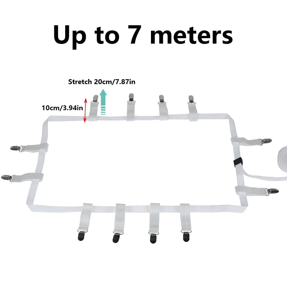 12 Clips Bed Sheet Holder Straps Bed Sheet Fasteners Adjustable Elastic Suspenders Bed Sheet Clips Bedding Accessories Keep Tidy