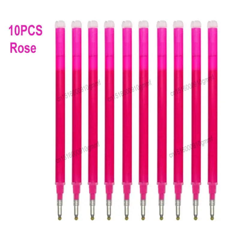 0.7mm 0.5mm Tip Retractable Erasable Gel Pen Refill Large Capacity 8 Color Ink Cartridge Rods Washable Handle Writing Stationery