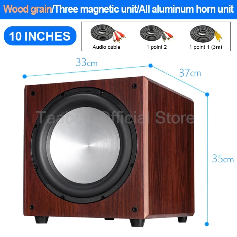 10/12 Inch Super Subwoofer High Power Speaker Active HiFi Wooden Subwoofer High Fidelity Home Theater Audio Amplifier Speaker