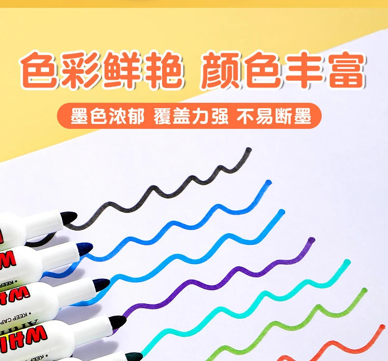 12 Colour Whiteboard Marker Set,Erasable, Refillable,Safety,Non-Toxic,High Capacity,Office,Conferencing,Educational Items