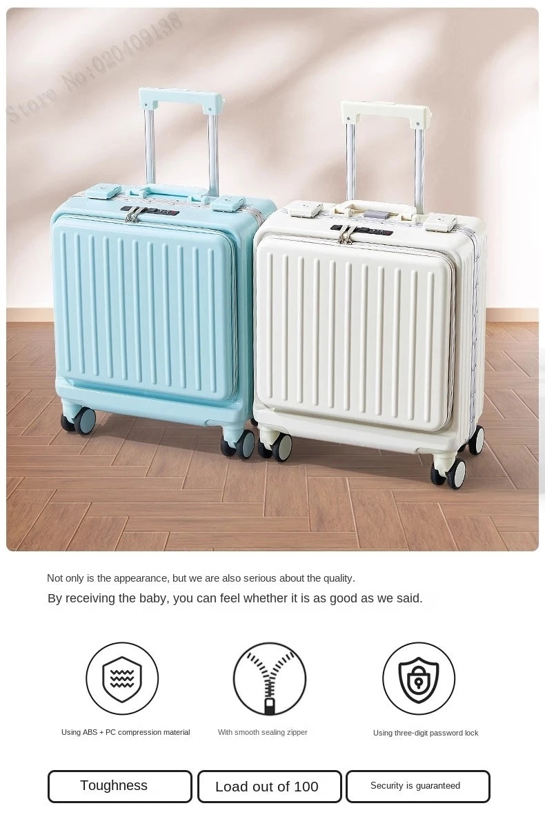 16 18 20 inch Boarding Box Front Opening Rolling Luggage Computer Laptop Layer Mini Travel Bag Cabin Trolley Case