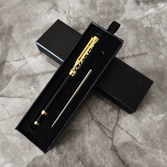 1 Set Luxury Metal Gel Pen Sculpture Pattern Roller Pen Office School Stationary Pen Customized Logo Name Text Gift