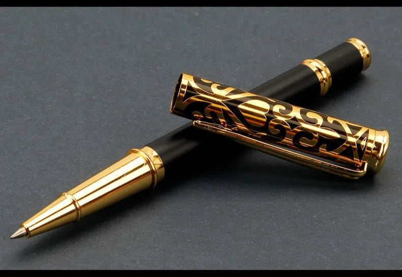 1 Set Luxury Metal Gel Pen Sculpture Pattern Roller Pen Office School Stationary Pen Customized Logo Name Text Gift