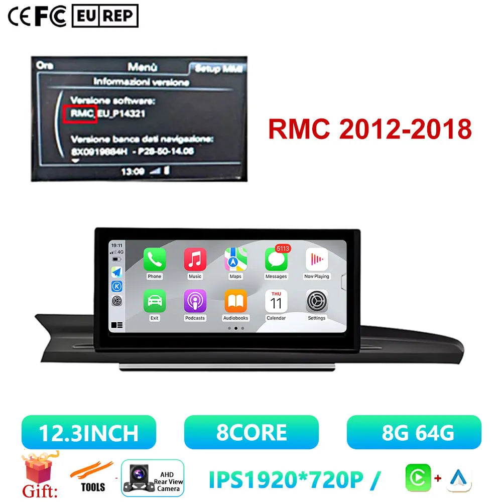 12.3 Inch For Audi A6 A6L A7 2012-2019 Android 14 Touch Screen Car Carplay Stereo Radio Auto Monitors Multimedia GPS Navigation
