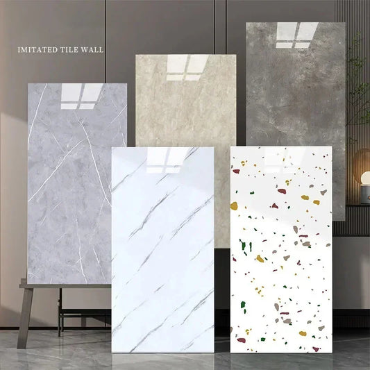 10PCS Marble Imitation Ceramic Tile Wall Sticker PVC Waterproof Oil-proof Moisture-proof Wallpaper Bathroom Kitchen Decoration