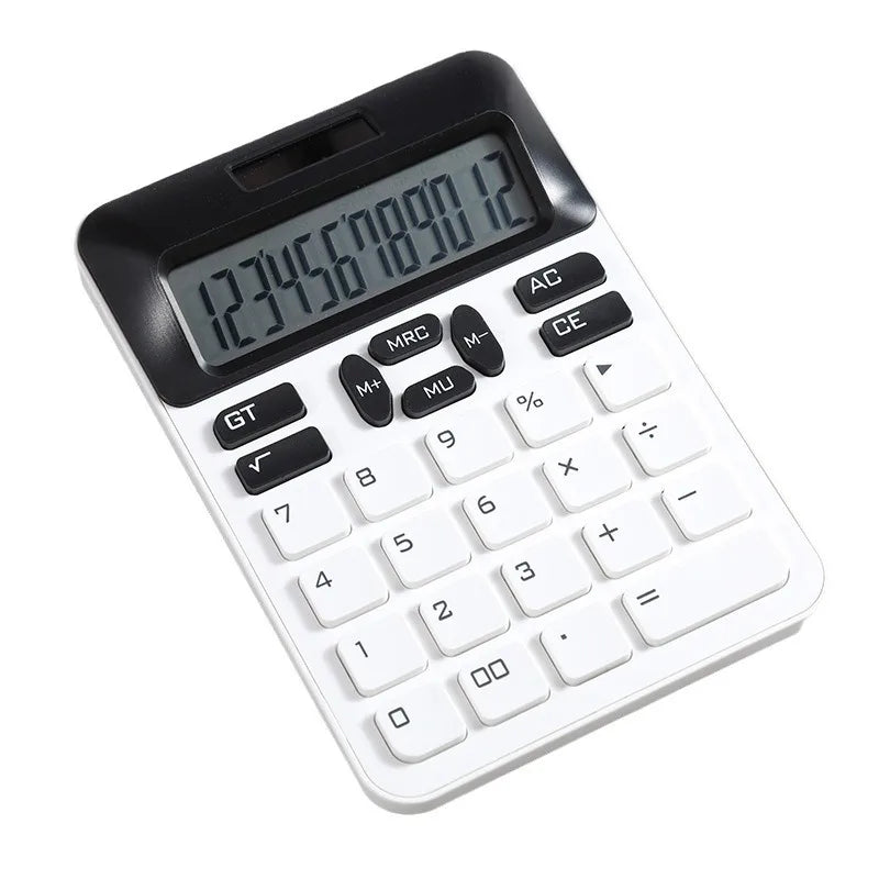 12-Digit Large LCD Display Calculator Standard Function Calculator with Solar & Battery Dual Power for Home Basic Desktop Office