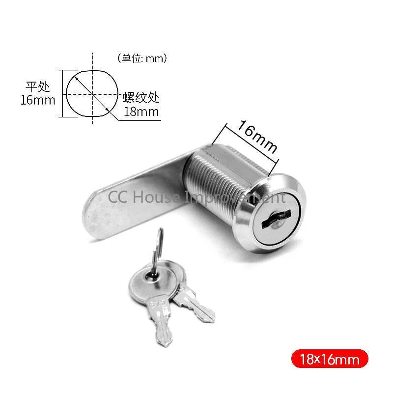 16/20/25/30mm Cam Lock Door Cabinet Mailbox Drawer Cupboard Locker + 2 Keys DIY Cabinet Tools