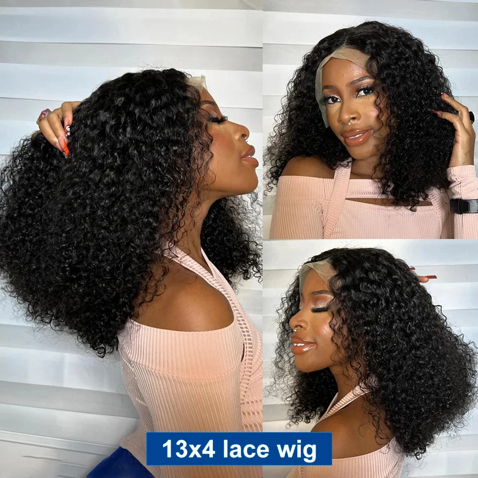 13x4 Short Bob Wigs Jerry Curly Short Pixie Cut Bob Wigs Human Hair 250% Density Loose Deep Wave Lace Frontal Wigs For Women