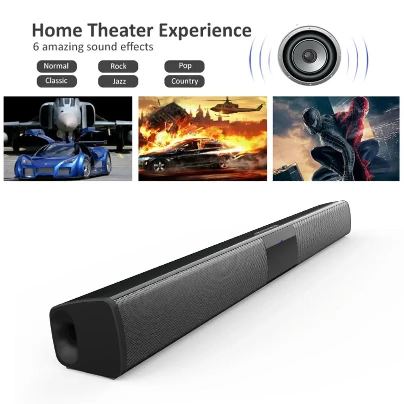 XIKCU Soundbar Speakers Bluetooth 5.3 Stereo Soundbar Surround Sound Home Cinema with Remote Control Support RCA AUX TF-Card