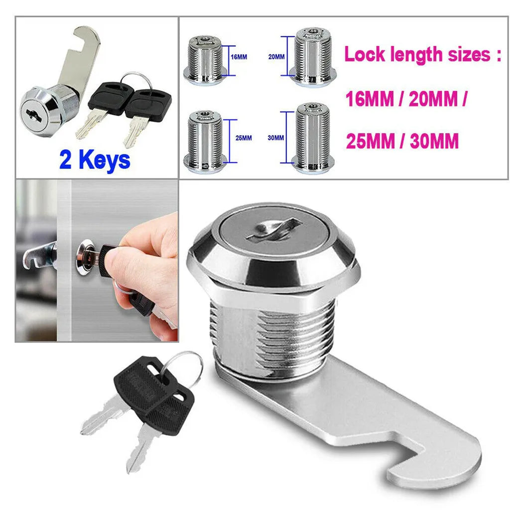 16/20/25/30mm Cam Lock Door Barrel Drawer Cabinet Mail Box Locker Cupboard + 2 Keys Cabinet Office Desk Letter Box Cam Locks