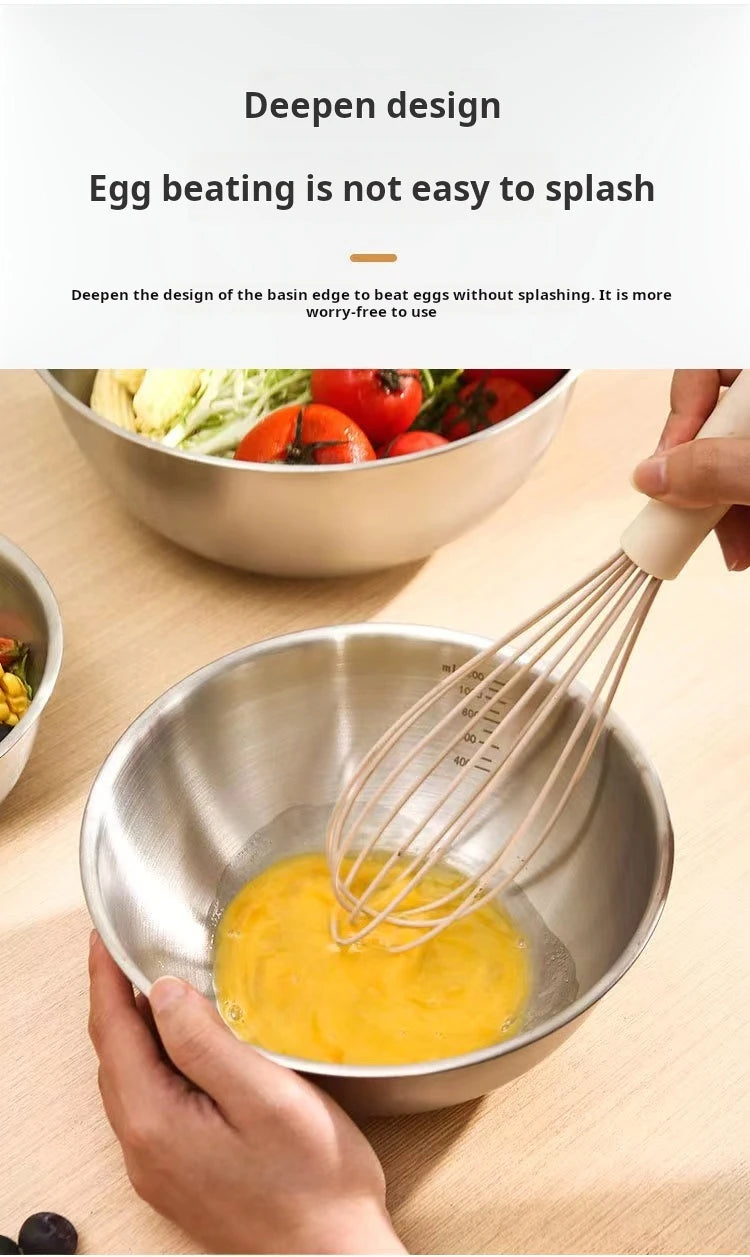 17-25cm Stainless Steel Gold And Silver Salad Bowl Rice Noodles Lamian Noodles Bowl Kitchen Tableware Food Container