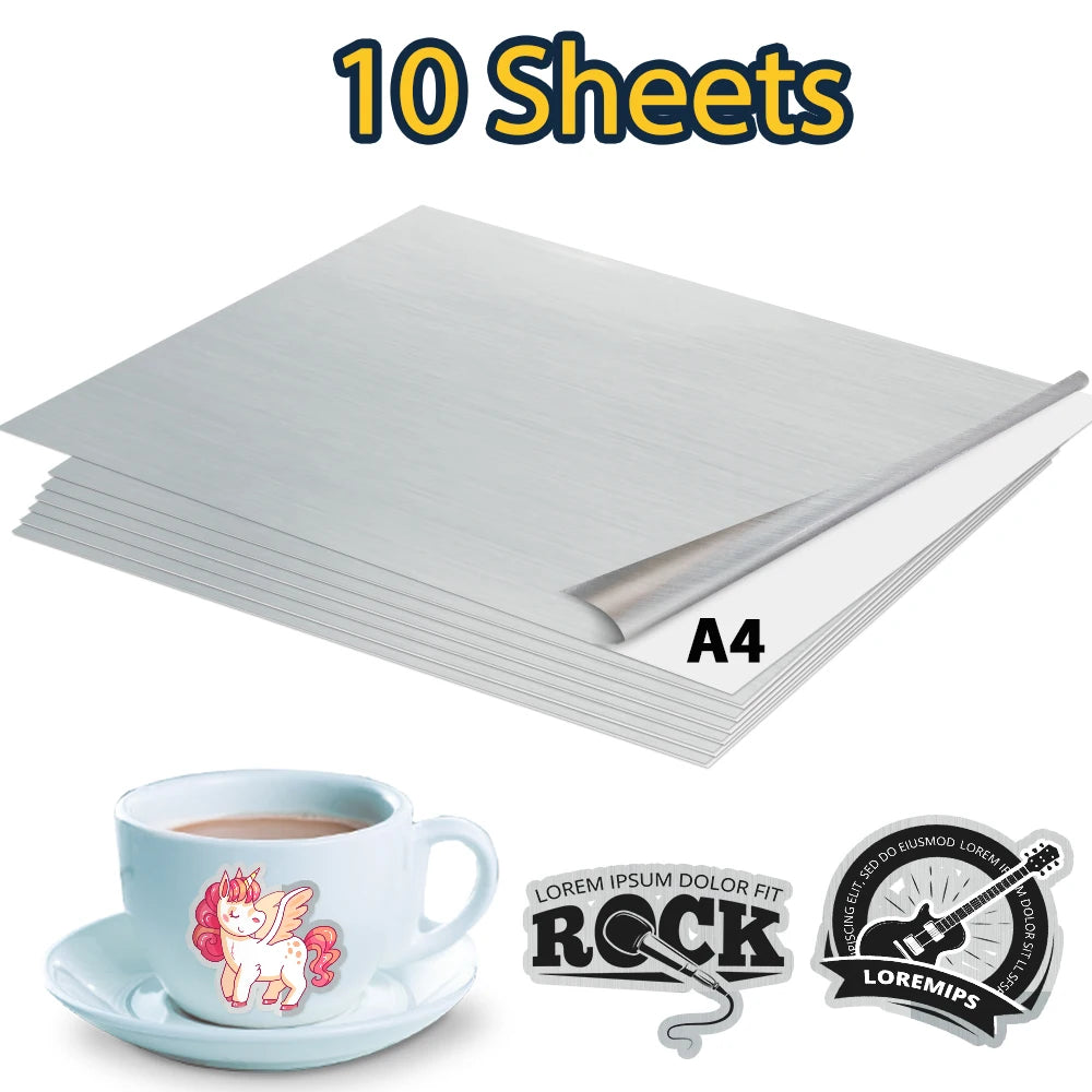 10 Sheets Printable Vinyl Sticker Paper A4 Glossy self-adhesive Copy Paper InkJet Printer Paper for Inkjet printer DIY Crafts