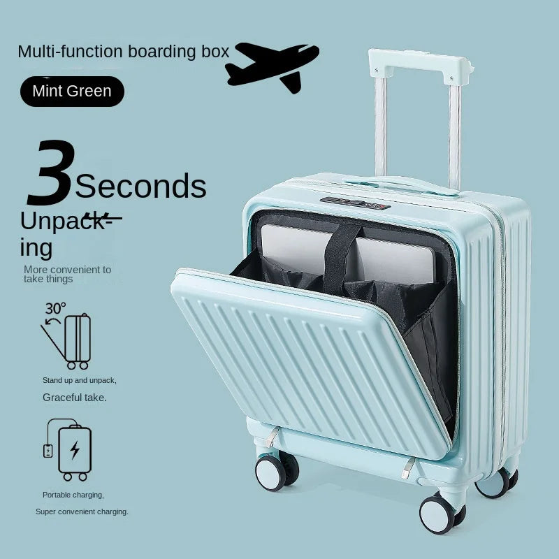 16 18 20 inch Boarding Box Front Opening Rolling Luggage Computer Laptop Layer Mini Travel Bag Cabin Trolley Case