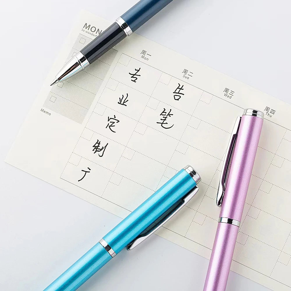 1+20Pcs Metal Gel Ink Sign Pen Rotating 0.5MM Black Switzerland Refill Business Signing School Office Stationery Ballpen