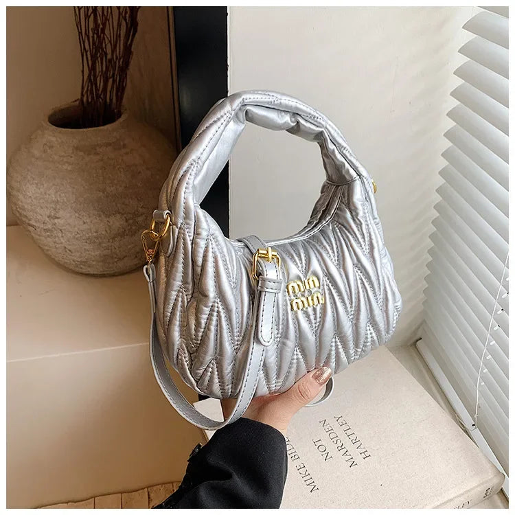 Women's Crossbody Cloud Design Versatile Handbag Soft PU Leather Square Shape Shoulder Bag with Zipper Polyester Lining