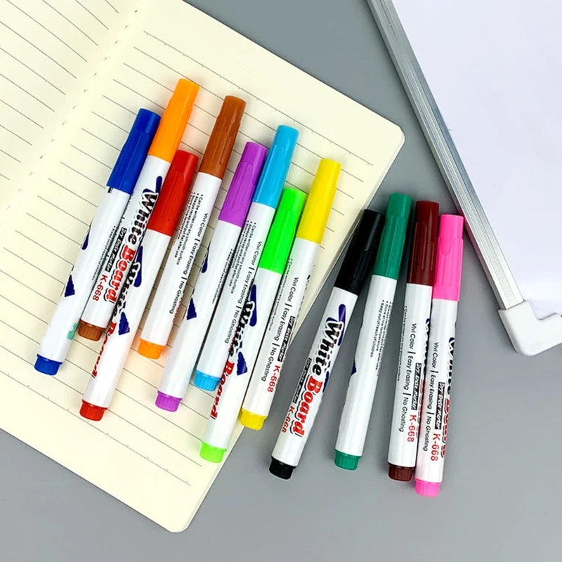 12 Colors Whiteboard Marker Pens Erasable Liquid Chalk Pens for School Office