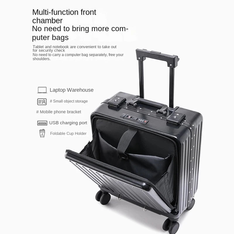 16 18 20 inch Boarding Box Front Opening Rolling Luggage Computer Laptop Layer Mini Travel Bag Cabin Trolley Case