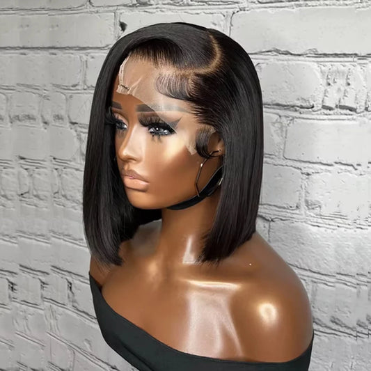 13x4 Bone Straight Bob Wig 4x4 Transparent Lace Front Wigs For Women Short Bob Wig Lace Frontal Wig 100% Human Hair 12 14 Inch