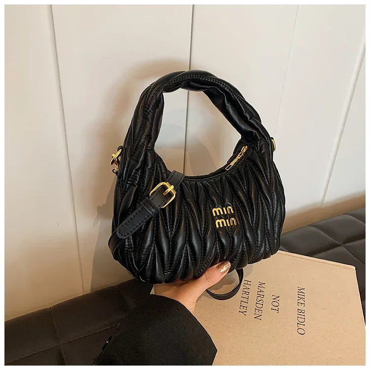 Women's Crossbody Cloud Design Versatile Handbag Soft PU Leather Square Shape Shoulder Bag with Zipper Polyester Lining